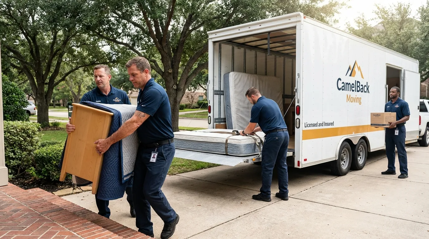 Crew loading residential truck for cross-state move from Campbell, MO